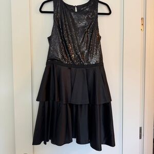 Armani Exchange Sequinned Peplum Dress, Size 10, Black
